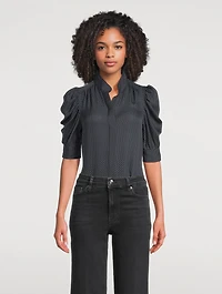 Gillian Puff-Sleeve Silk Blouse