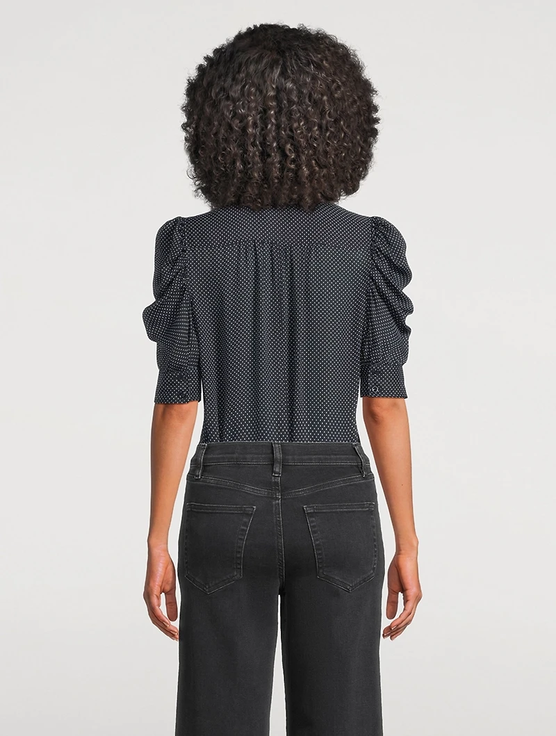 Gillian Puff-Sleeve Silk Blouse