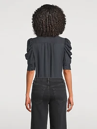 Gillian Puff-Sleeve Silk Blouse
