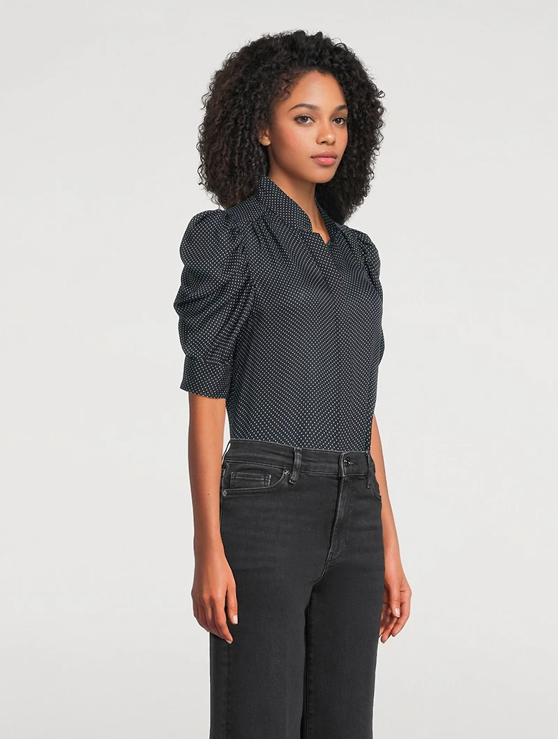 Gillian Puff-Sleeve Silk Blouse