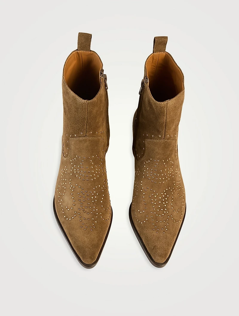 Cameron Embellished Suede Western Boots