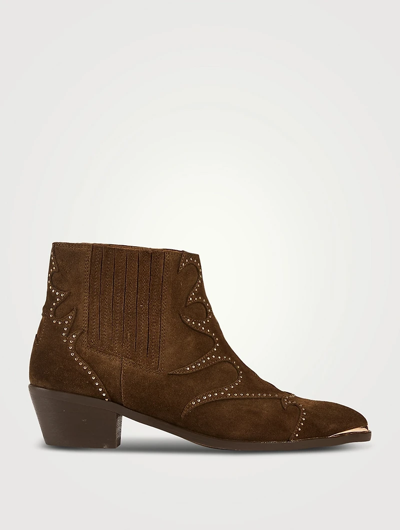 Sonia Punk Embellished Suede Western Boots