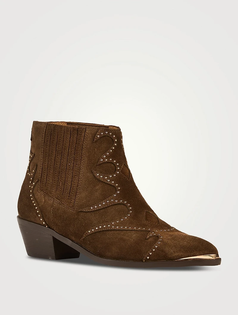 Sonia Punk Embellished Suede Western Boots