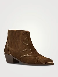 Sonia Punk Embellished Suede Western Boots
