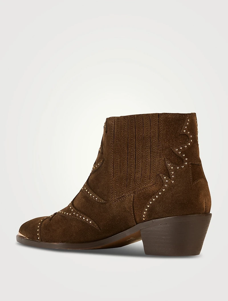 Sonia Punk Embellished Suede Western Boots