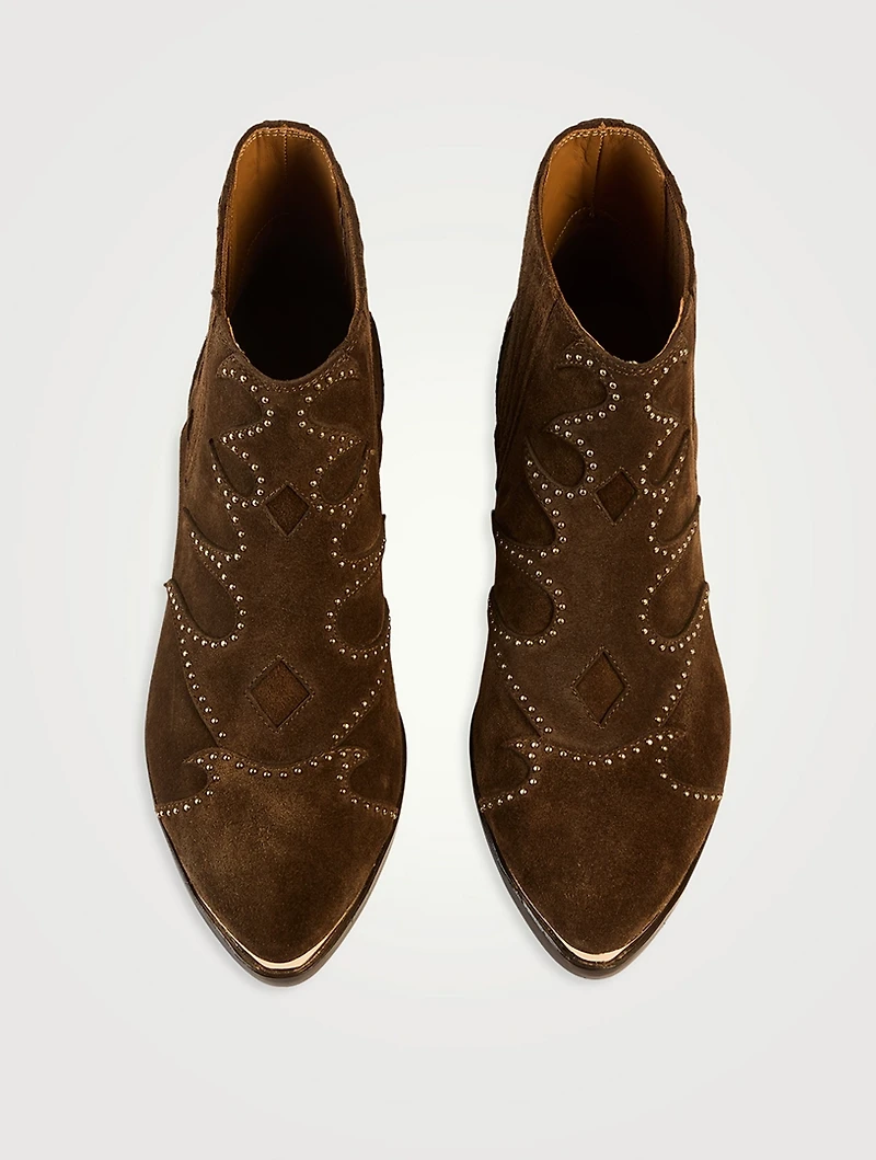 Sonia Punk Embellished Suede Western Boots