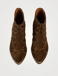 Sonia Punk Embellished Suede Western Boots