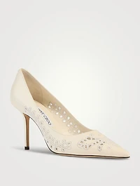 Love Embroidered Leather Pumps