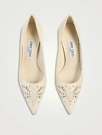 Love Embroidered Leather Pumps