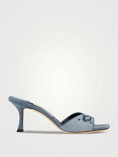 Skye Embroidered Denim Mules