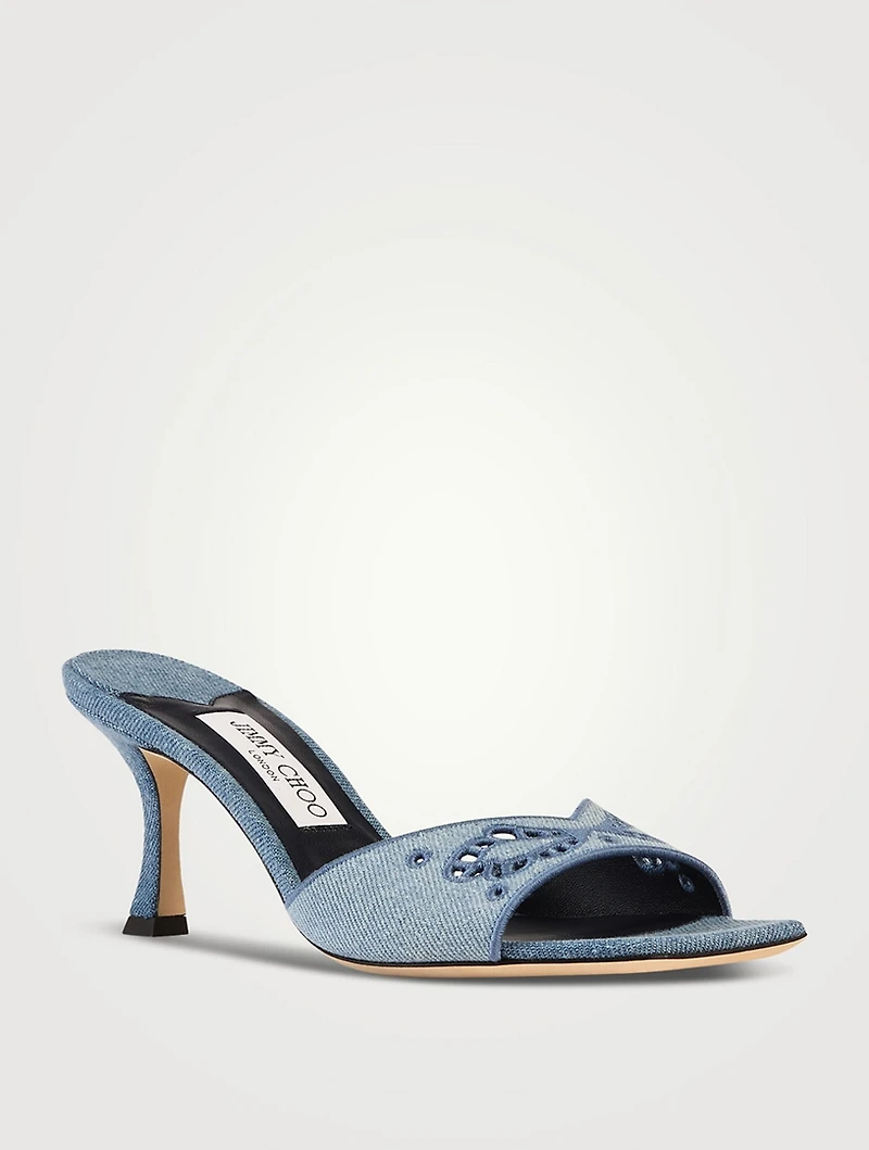 Skye Embroidered Denim Mules