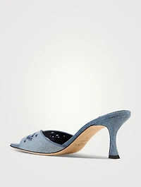 Skye Embroidered Denim Mules