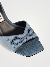 Skye Embroidered Denim Mules