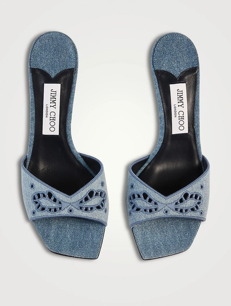 Skye Embroidered Denim Mules