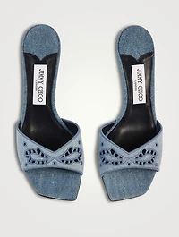 Skye Embroidered Denim Mules