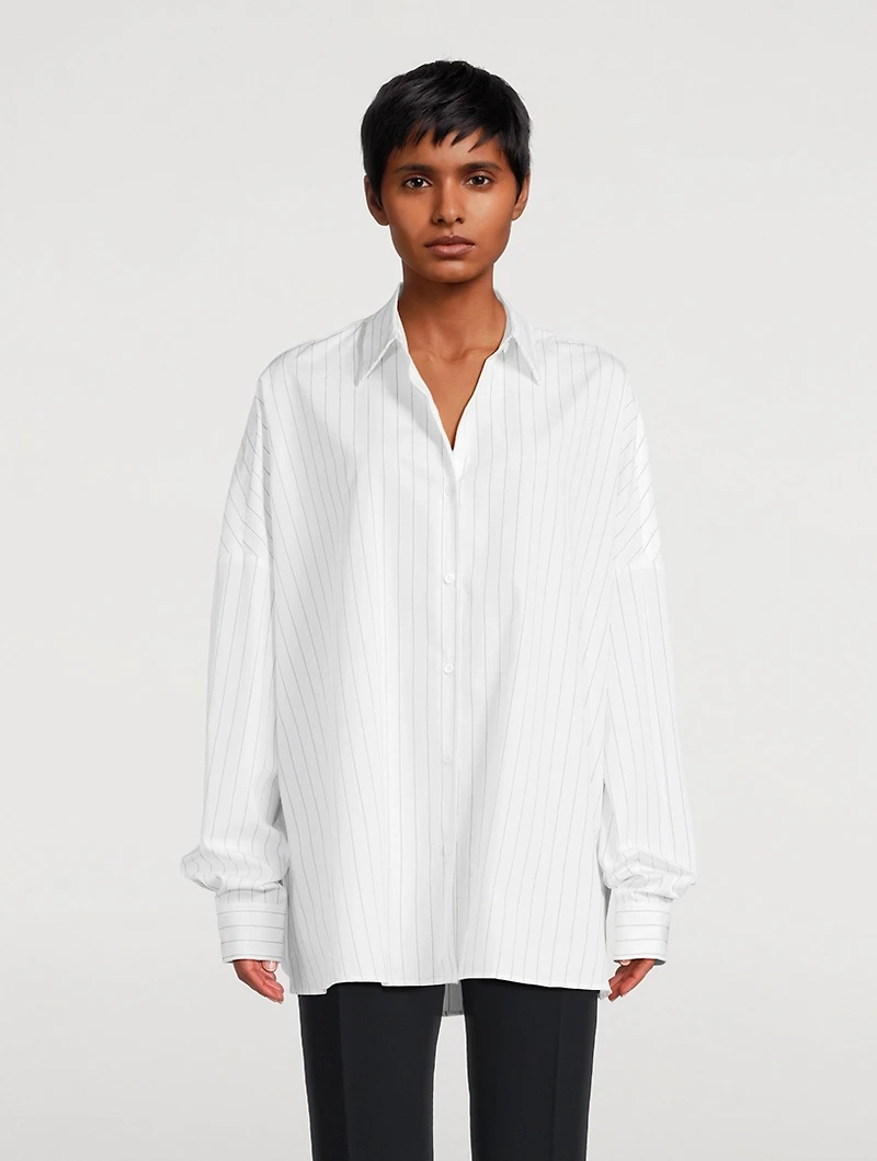 Casia Oversized Poplin Shirt Stripe Print