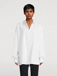 Casia Oversized Poplin Shirt Stripe Print