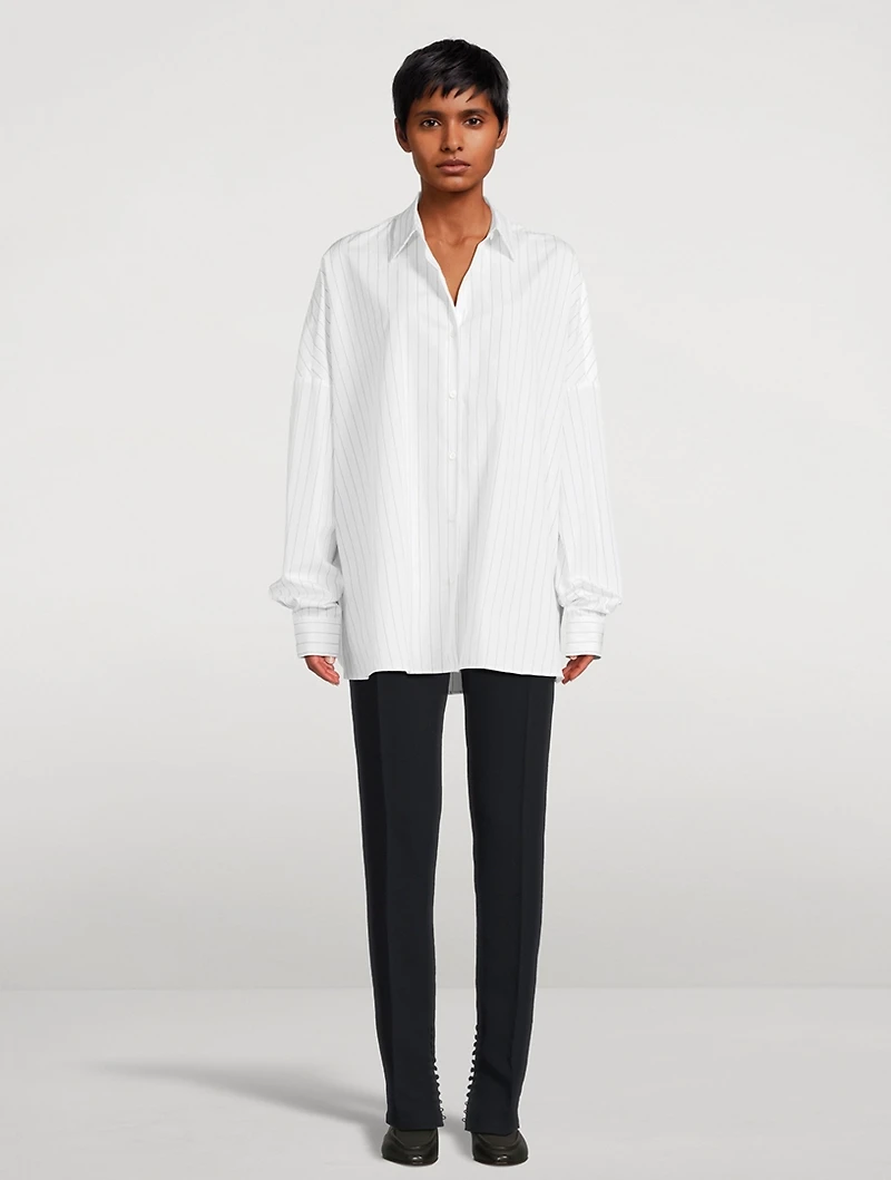 Casia Oversized Poplin Shirt Stripe Print