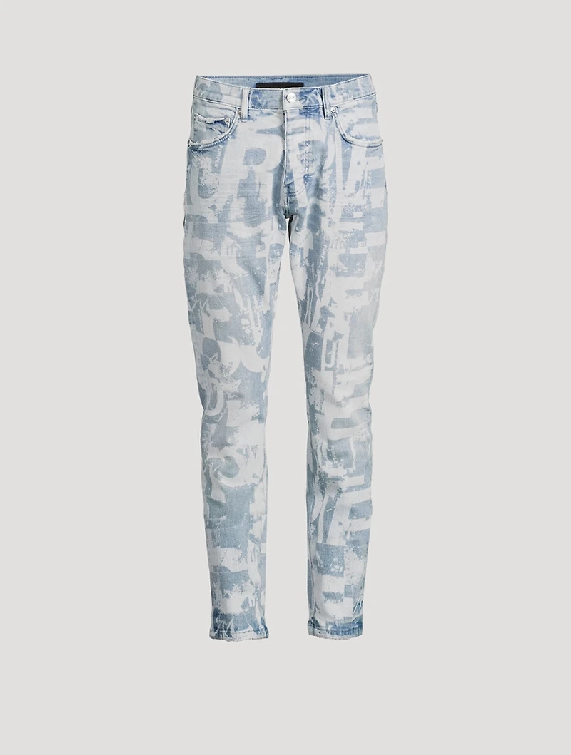 P001 Low-Rise Skinny Jeans Grunge Print