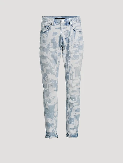 P001 Low-Rise Skinny Jeans Grunge Print