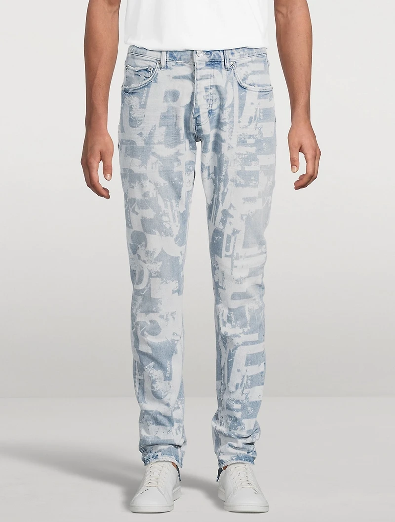P001 Low-Rise Skinny Jeans Grunge Print