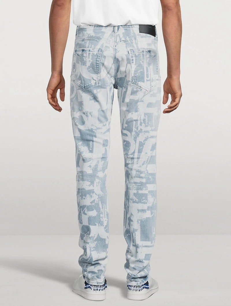 P001 Low-Rise Skinny Jeans Grunge Print
