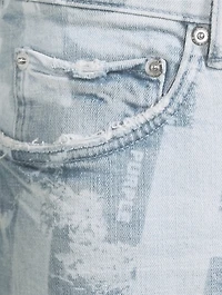 P001 Low-Rise Skinny Jeans Grunge Print