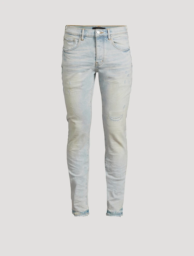 P001 Low-Rise Skinny Fade Distressed Jeans