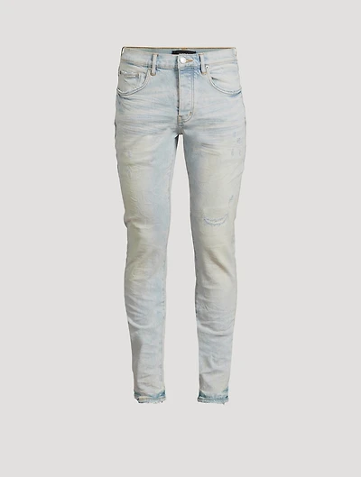 P001 Low-Rise Skinny Fade Distressed Jeans
