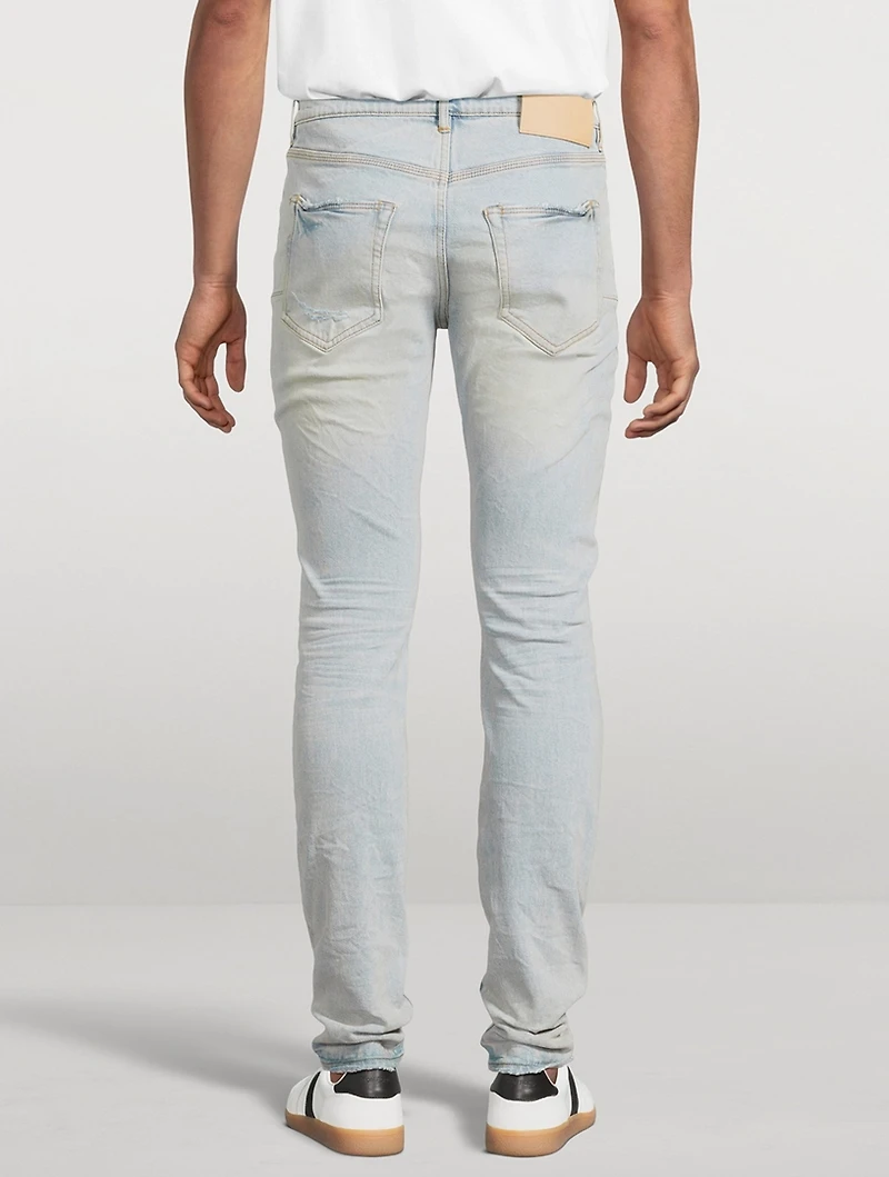 P001 Low-Rise Skinny Fade Distressed Jeans