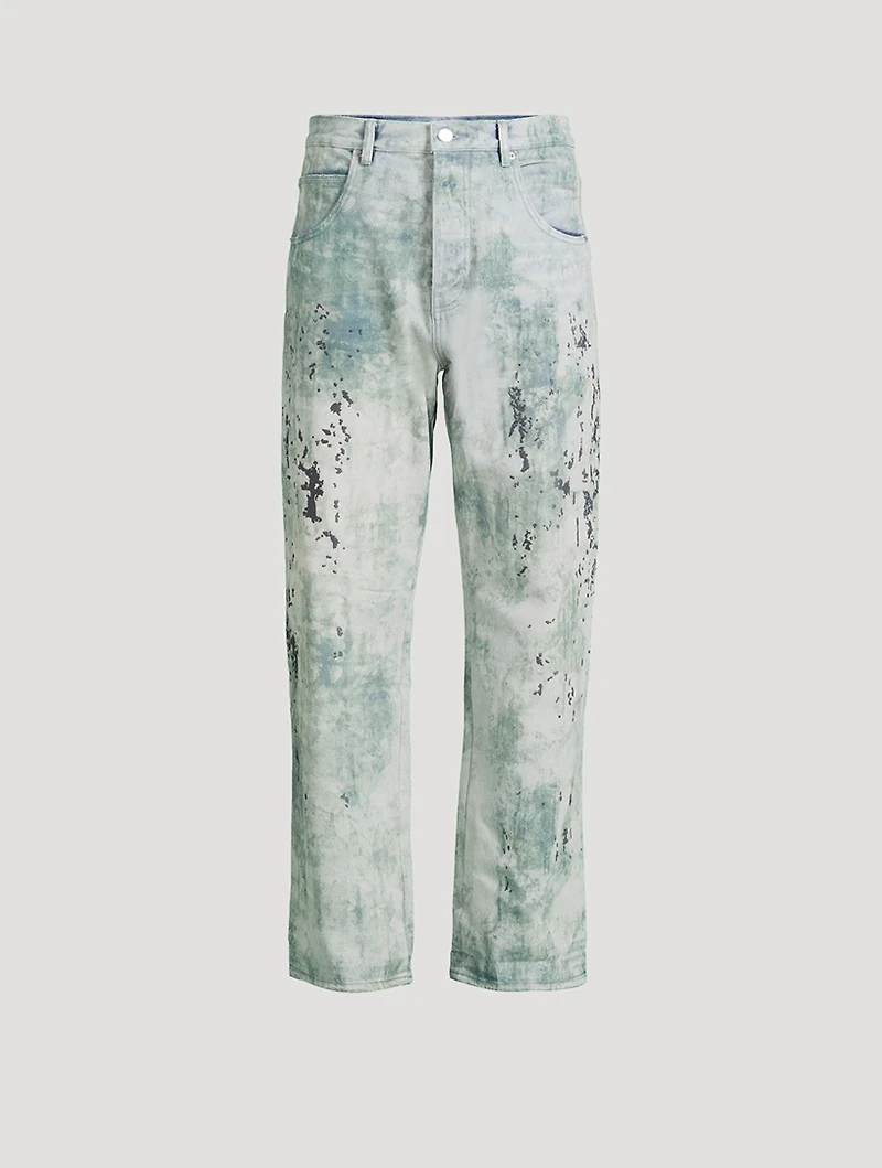 P018 Wide Basalt Distressed Jeans