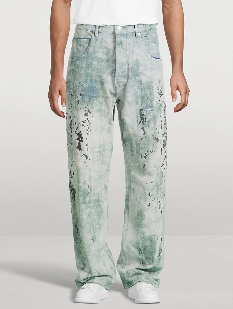 P018 Wide Basalt Distressed Jeans