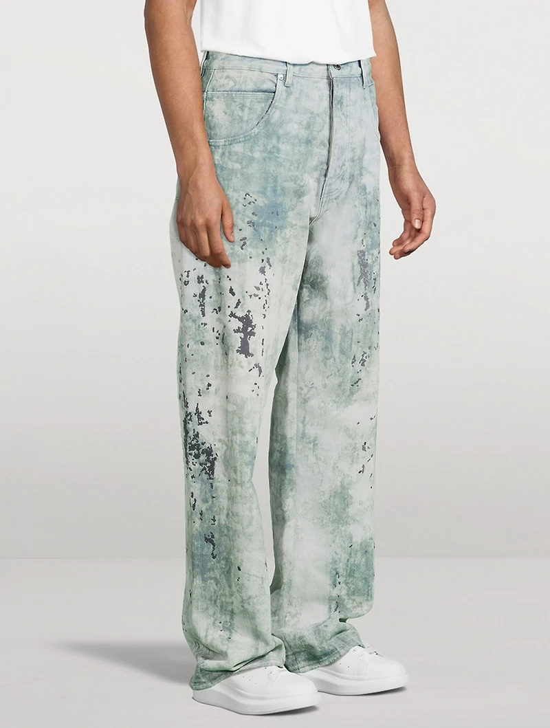 P018 Wide Basalt Distressed Jeans