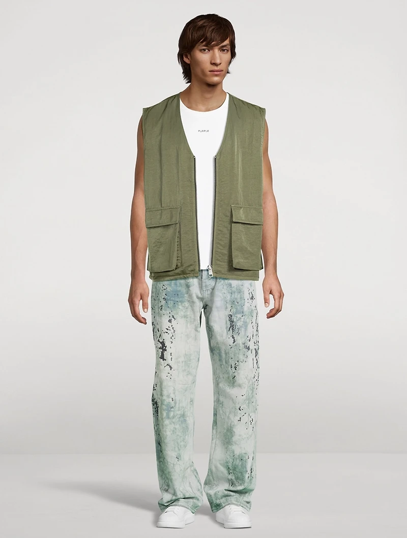 P018 Wide Basalt Distressed Jeans