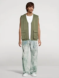 P018 Wide Basalt Distressed Jeans