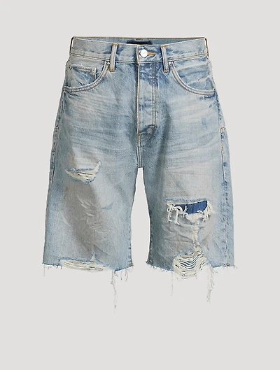 P059 Distressed Patch Shorts