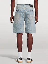 P059 Distressed Patch Shorts