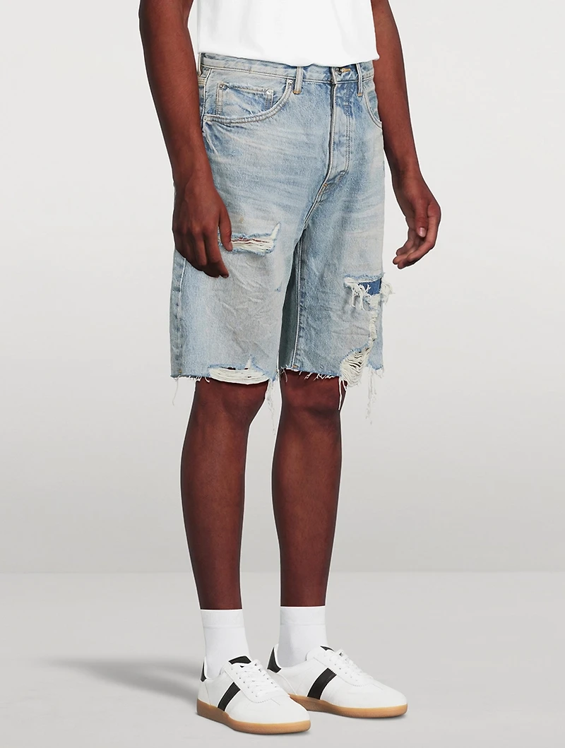 P059 Distressed Patch Shorts