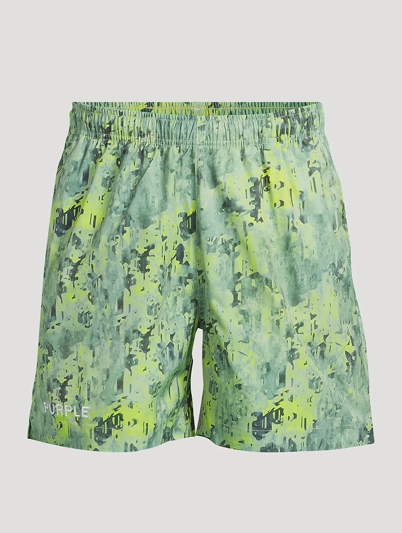 Worn Gothic Swim Shorts Camo Print