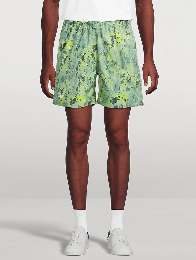 Worn Gothic Swim Shorts Camo Print