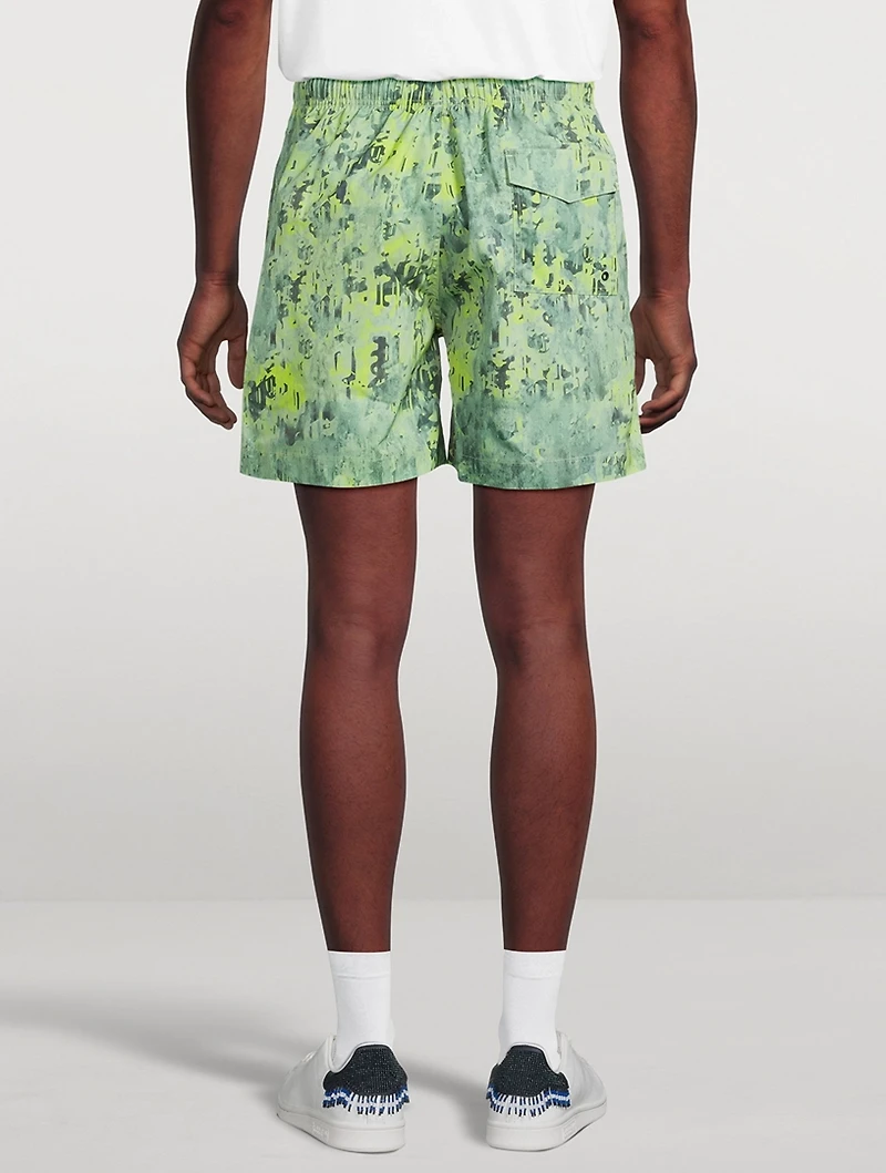 Worn Gothic Swim Shorts Camo Print