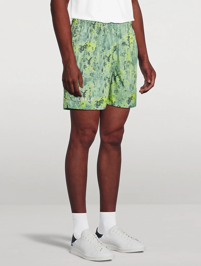 Worn Gothic Swim Shorts Camo Print