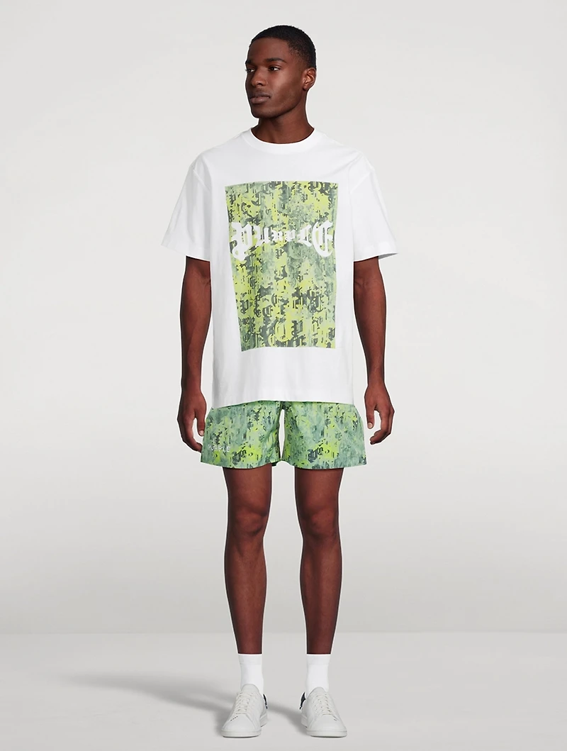 Worn Gothic Swim Shorts Camo Print