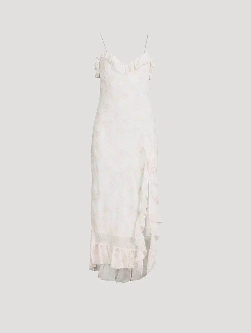 Selliot Ruffled Slip Dress Floral Print