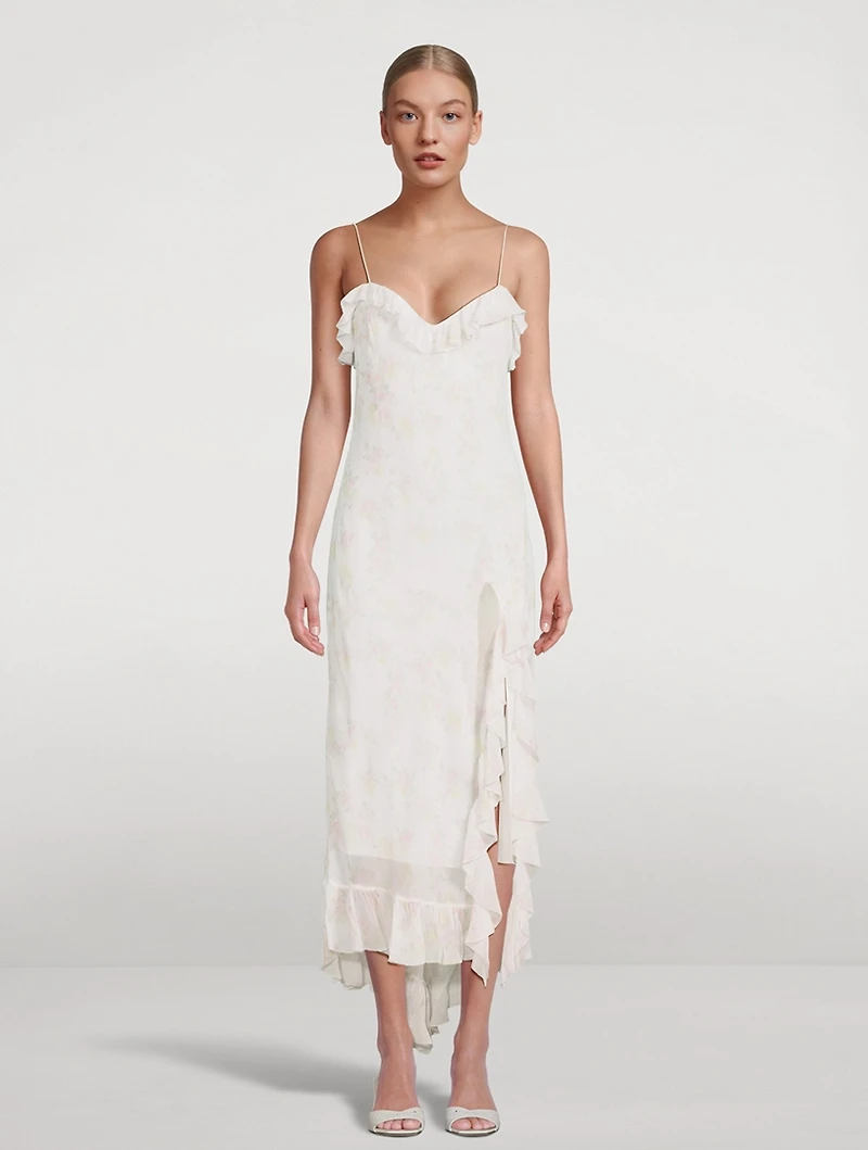Selliot Ruffled Slip Dress Floral Print