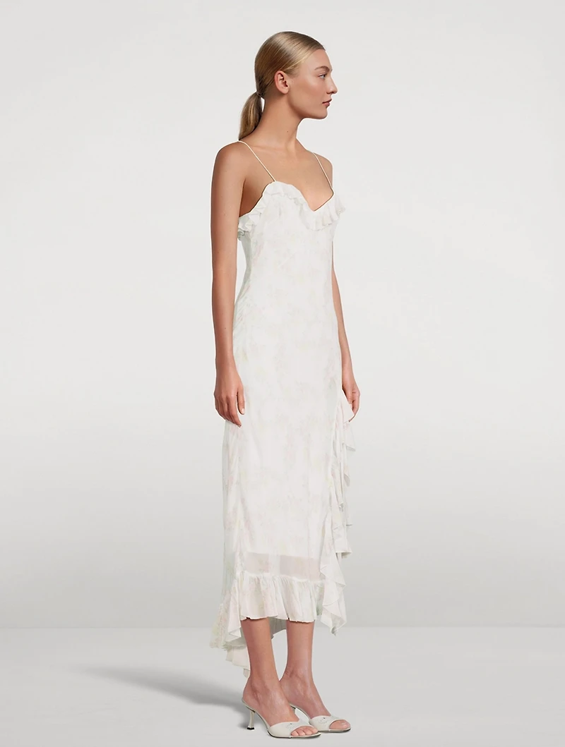 Selliot Ruffled Slip Dress Floral Print
