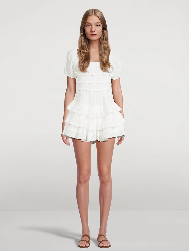Fellows Ruffled Smocked Mini Dress