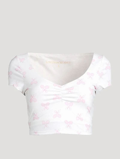 Kudura Cropped T-Shirt Tennis Racket Print