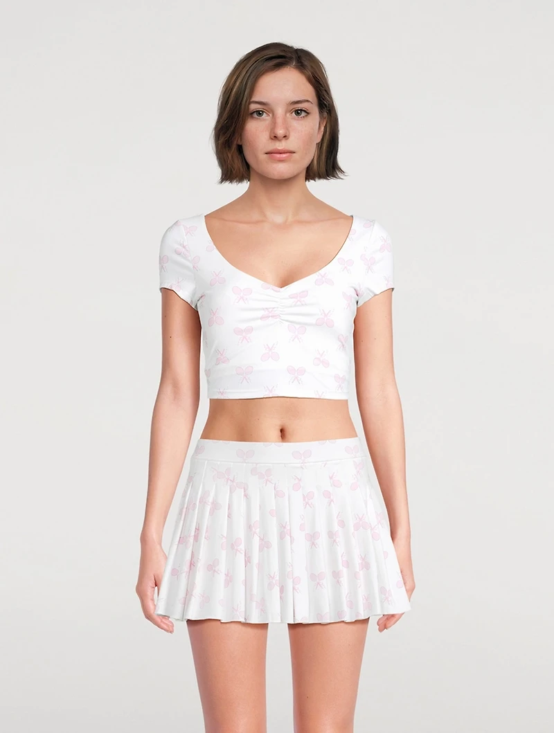 Kudura Cropped T-Shirt Tennis Racket Print