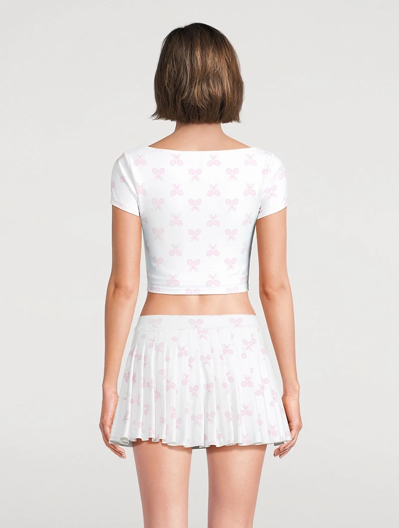 Kudura Cropped T-Shirt Tennis Racket Print